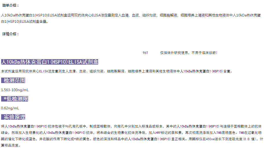 人10kDa熱休克蛋白1elisa試劑盒實(shí)驗(yàn)原理圖